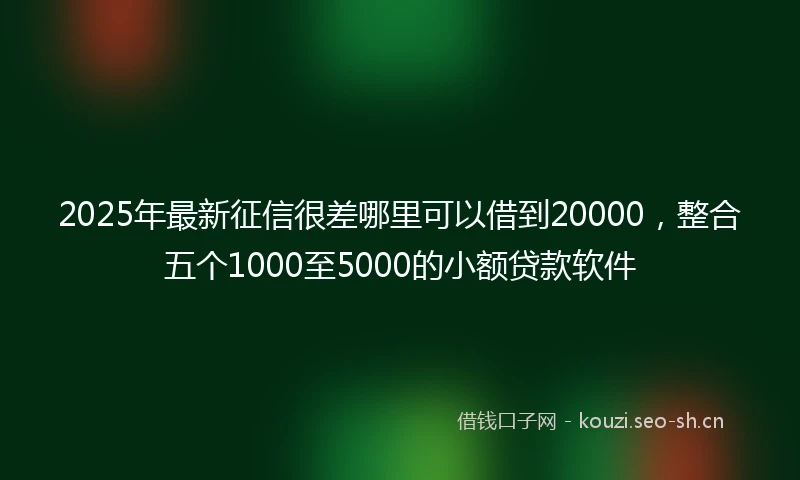 2025年最新征信很差哪里可以借到20000，整合五个1000至5000的小额贷款软件