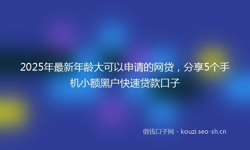 2025年最新年龄大可以申请的网贷，分享5个手机小额黑户快速贷款口子