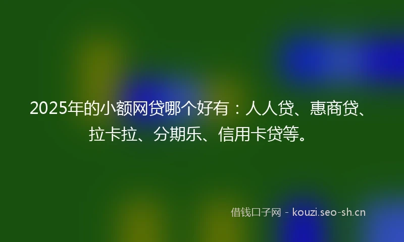 2025年的小额网贷哪个好有：人人贷、惠商贷、拉卡拉、分期乐、信用卡贷等。