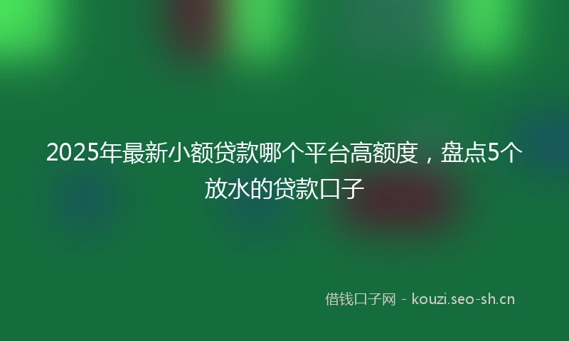 2025年最新小额贷款哪个平台高额度，盘点5个放水的贷款口子
