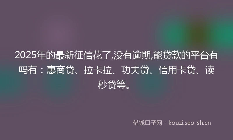 2025年的最新征信花了,没有逾期,能贷款的平台有吗有：惠商贷、拉卡拉、功夫贷、信用卡贷、读秒贷等。