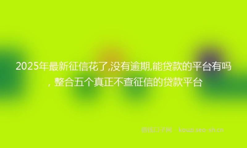 2025年最新征信花了,没有逾期,能贷款的平台有吗，整合五个真正不查征信的贷款平台