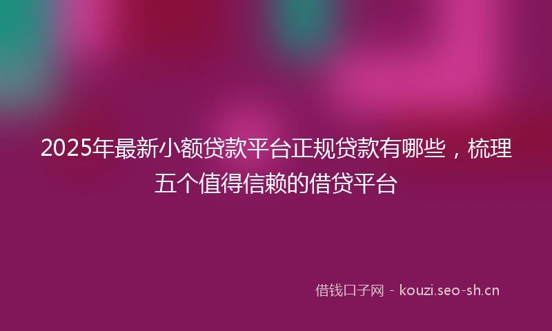 2025年最新小额贷款平台正规贷款有哪些，梳理五个值得信赖的借贷平台