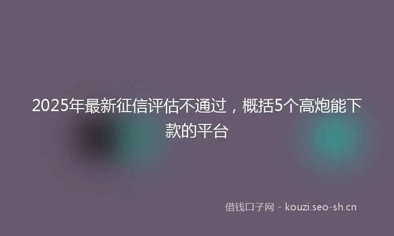 2025年最新征信评估不通过，概括5个高炮能下款的平台