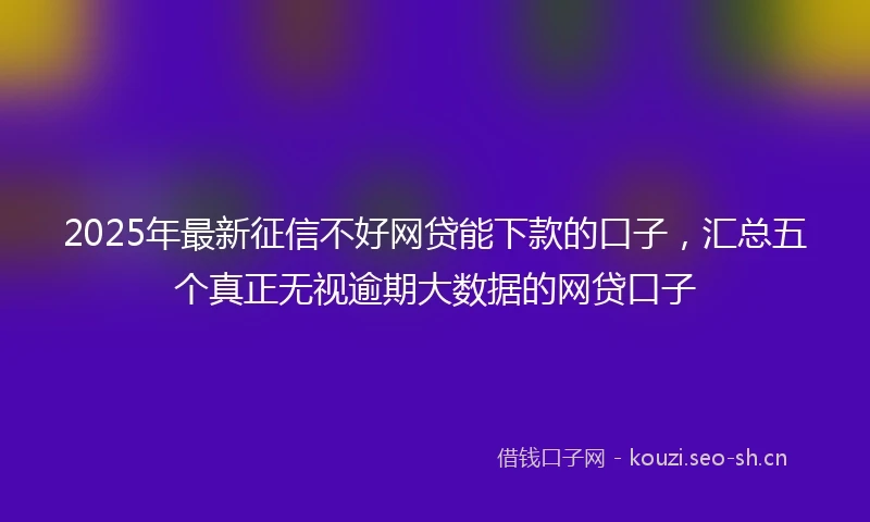 2025年最新征信不好网贷能下款的口子，汇总五个真正无视逾期大数据的网贷口子