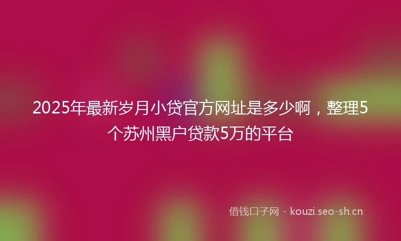 2025年最新岁月小贷官方网址是多少啊，整理5个苏州黑户贷款5万的平台