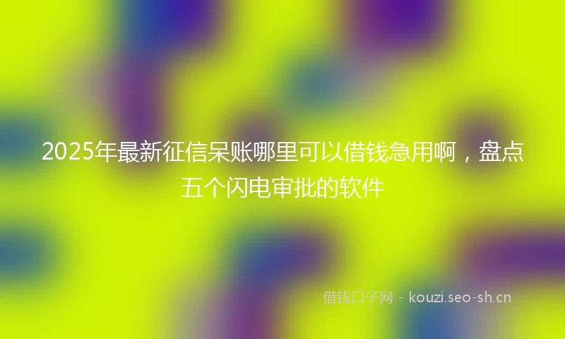 2025年最新征信呆账哪里可以借钱急用啊，盘点五个闪电审批的软件