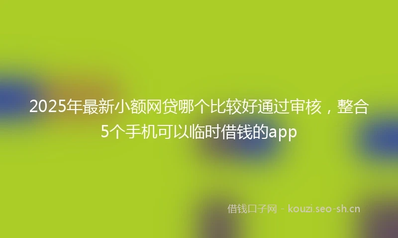 2025年最新小额网贷哪个比较好通过审核，整合5个手机可以临时借钱的app