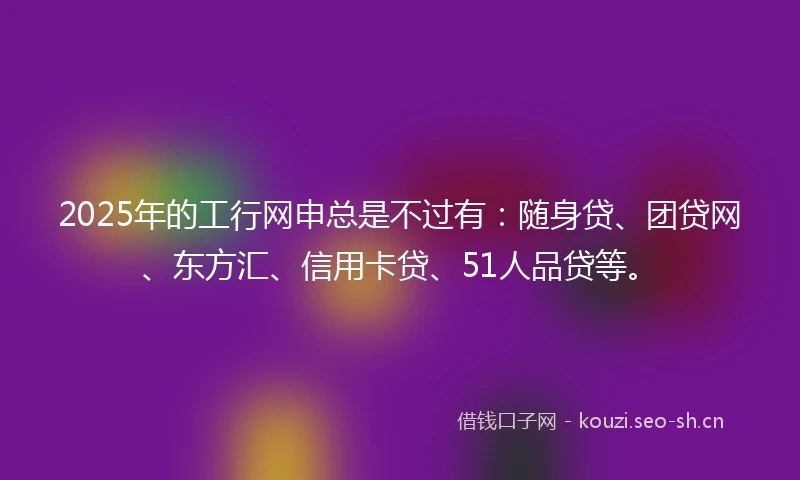 2025年的工行网申总是不过有：随身贷、团贷网、东方汇、信用卡贷、51人品贷等。