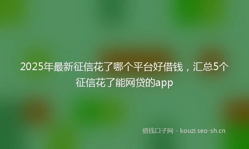 2025年最新征信花了哪个平台好借钱，汇总5个征信花了能网贷的app