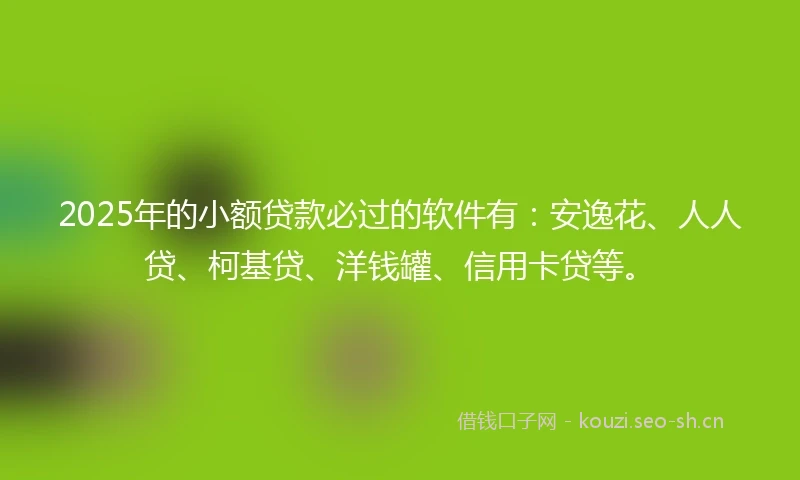 2025年的小额贷款必过的软件有：安逸花、人人贷、柯基贷、洋钱罐、信用卡贷等。