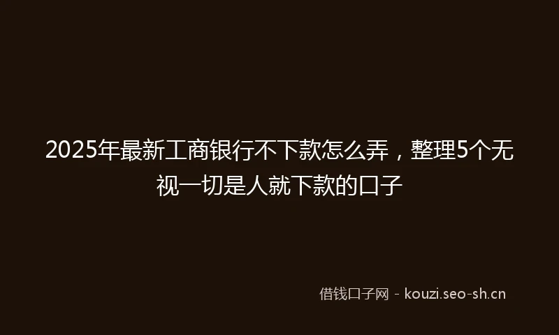 2025年最新工商银行不下款怎么弄，整理5个无视一切是人就下款的口子