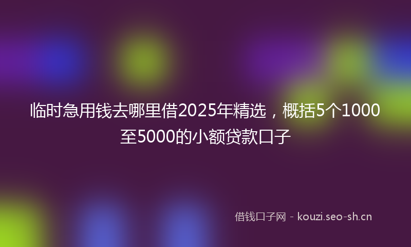 临时急用钱去哪里借2025年精选，概括5个1000至5000的小额贷款口子