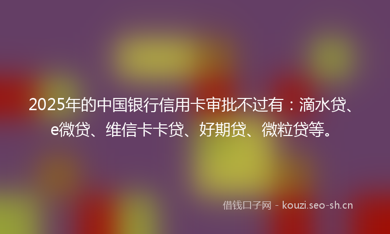 2025年的中国银行信用卡审批不过有：滴水贷、e微贷、维信卡卡贷、好期贷、微粒贷等。