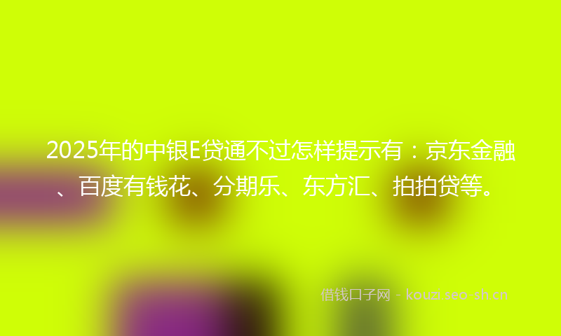 2025年的中银E贷通不过怎样提示有：京东金融、百度有钱花、分期乐、东方汇、拍拍贷等。