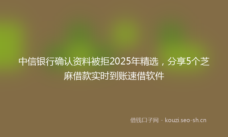 中信银行确认资料被拒2025年精选，分享5个芝麻借款实时到账速借软件