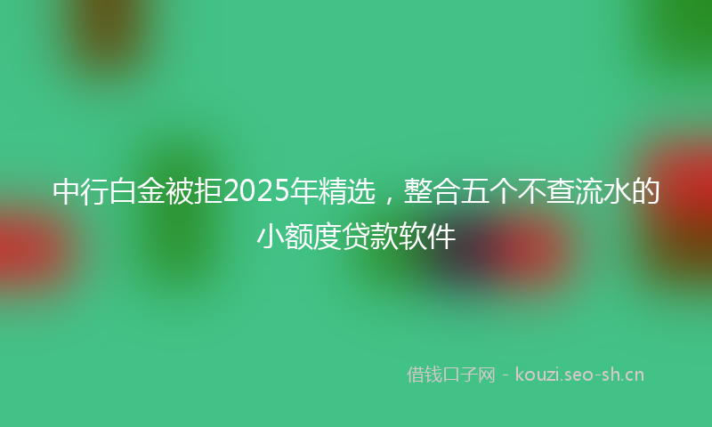 中行白金被拒2025年精选，整合五个不查流水的小额度贷款软件