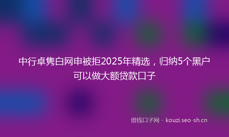 中行卓隽白网申被拒2025年精选，归纳5个黑户可以做大额贷款口子