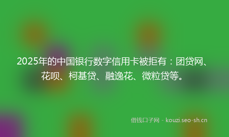 2025年的中国银行数字信用卡被拒有：团贷网、花呗、柯基贷、融逸花、微粒贷等。