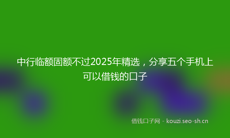 中行临额固额不过2025年精选，分享五个手机上可以借钱的口子