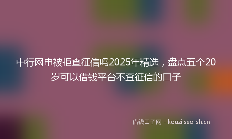 中行网申被拒查征信吗2025年精选，盘点五个20岁可以借钱平台不查征信的口子