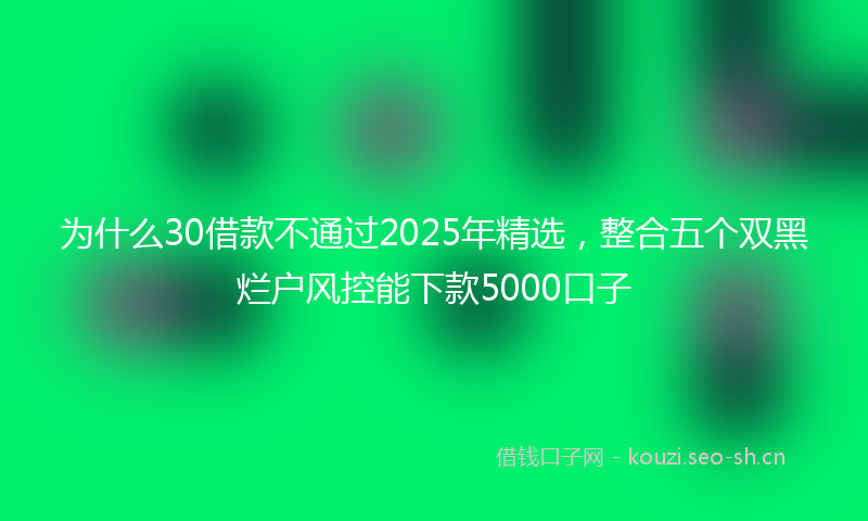 为什么30借款不通过2025年精选，整合五个双黑烂户风控能下款5000口子