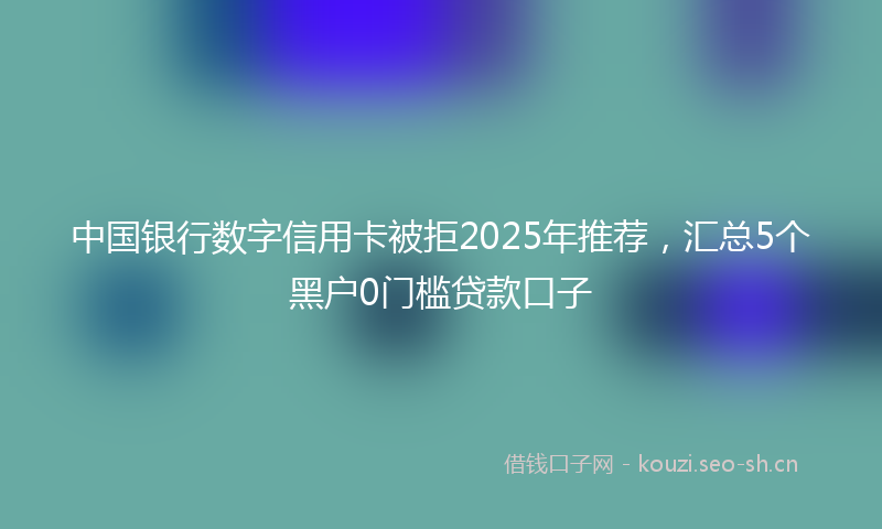 中国银行数字信用卡被拒2025年推荐，汇总5个黑户0门槛贷款口子