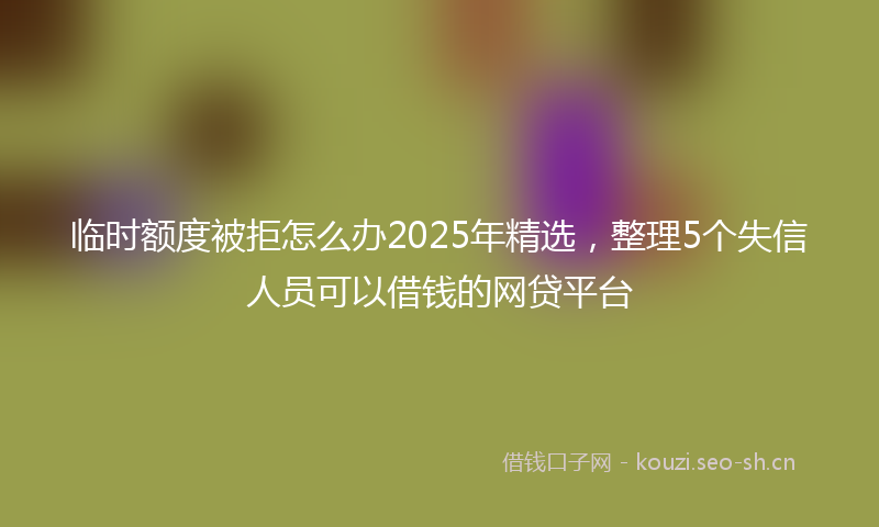 临时额度被拒怎么办2025年精选，整理5个失信人员可以借钱的网贷平台
