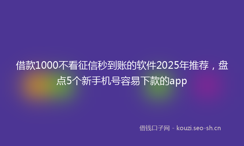 借款1000不看征信秒到账的软件2025年推荐，盘点5个新手机号容易下款的app