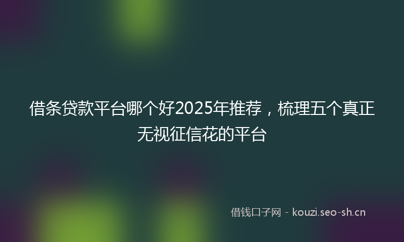 借条贷款平台哪个好2025年推荐，梳理五个真正无视征信花的平台