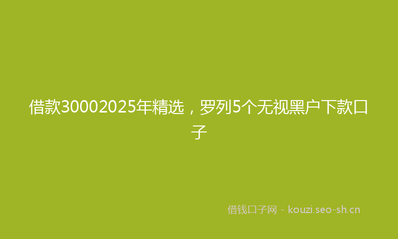 借款30002025年精选，罗列5个无视黑户下款口子