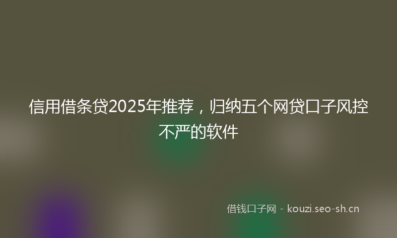 信用借条贷2025年推荐,归纳五个网贷口子风控不严的软件
