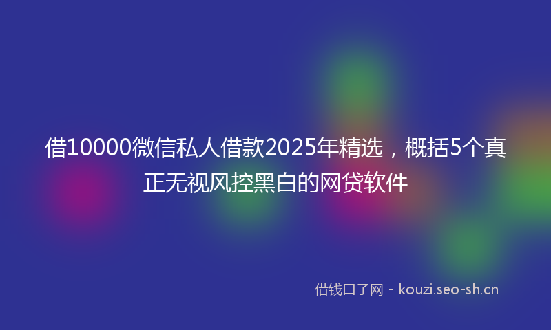 借10000微信私人借款2025年精选，概括5个真正无视风控黑白的网贷软件