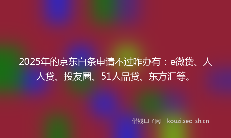 2025年的京东白条申请不过咋办有：e微贷、人人贷、投友圈、51人品贷、东方汇等。