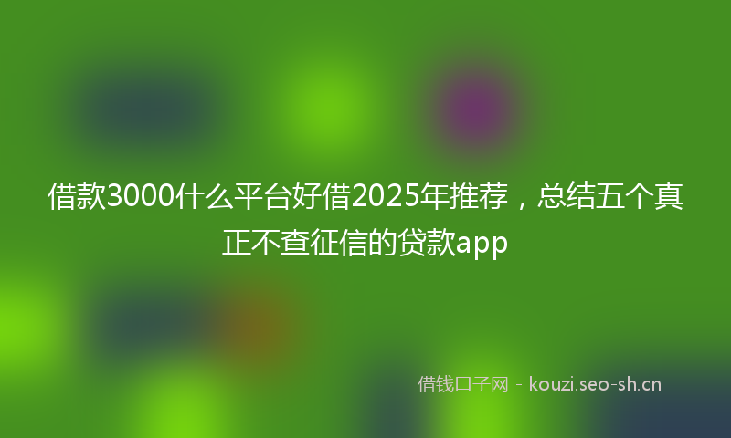 借款3000什么平台好借2025年推荐，总结五个真正不查征信的贷款app