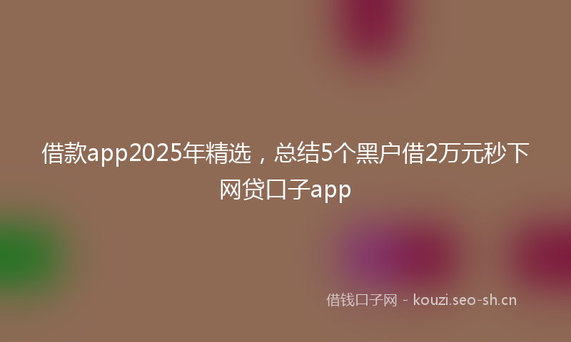 借款app2025年精选，总结5个黑户借2万元秒下网贷口子app