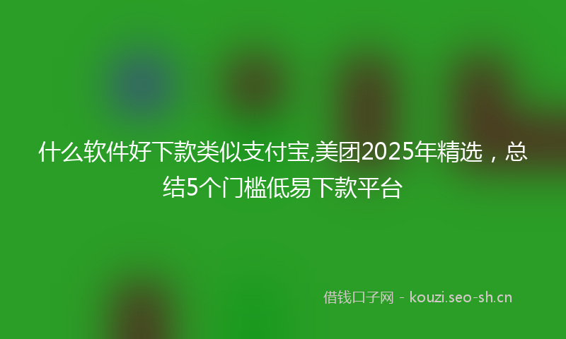 什么软件好下款类似支付宝,美团2025年精选，总结5个门槛低易下款平台