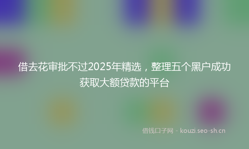 借去花审批不过2025年精选，整理五个黑户成功获取大额贷款的平台