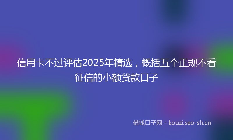 信用卡不过评估2025年精选，概括五个正规不看征信的小额贷款口子