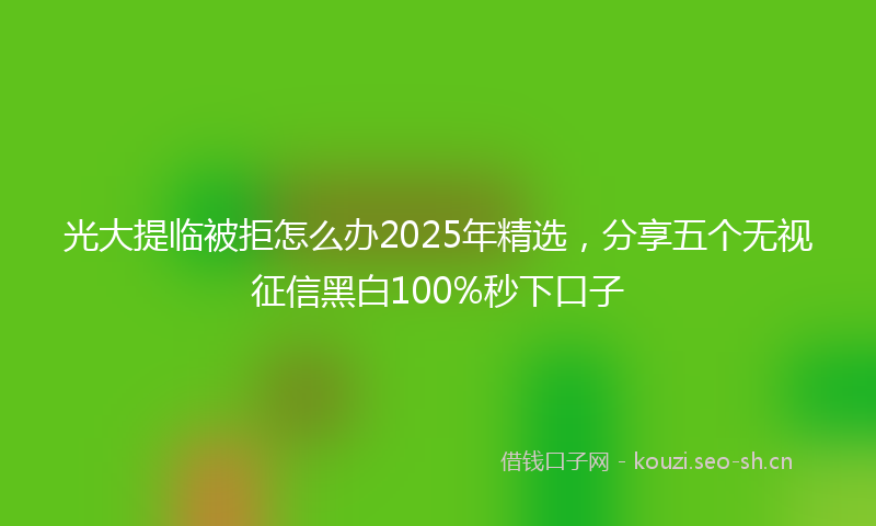 光大提临被拒怎么办2025年精选，分享五个无视征信黑白100%秒下口子