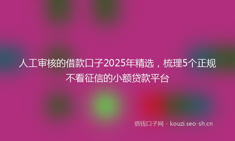人工审核的借款口子2025年精选，梳理5个正规不看征信的小额贷款平台