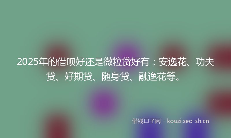 2025年的借呗好还是微粒贷好有：安逸花、功夫贷、好期贷、随身贷、融逸花等。