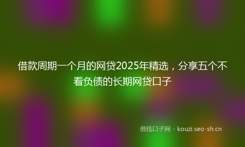 借款周期一个月的网贷2025年精选，分享五个不看负债的长期网贷口子