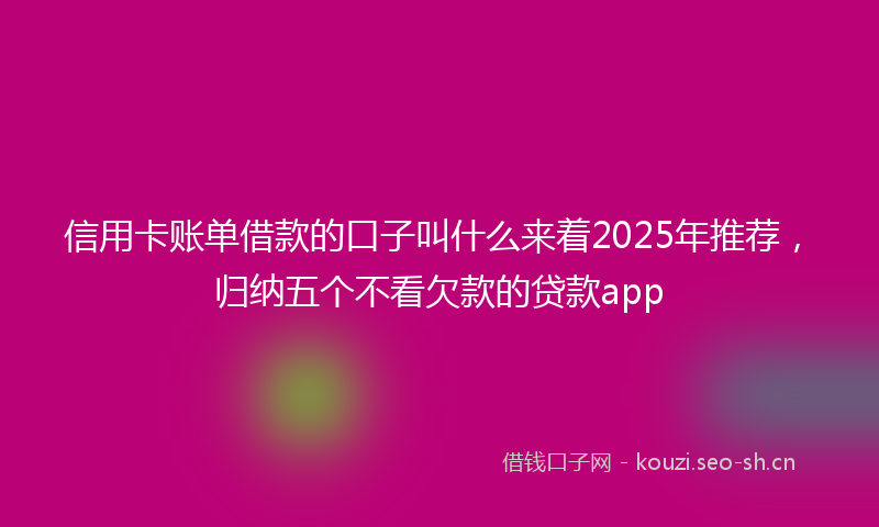 信用卡账单借款的口子叫什么来着2025年推荐，归纳五个不看欠款的贷款app