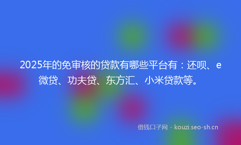 2025年的免审核的贷款有哪些平台有：还呗、e微贷、功夫贷、东方汇、小米贷款等。