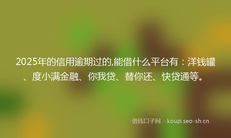 2025年的信用逾期过的,能借什么平台有：洋钱罐、度小满金融、你我贷、替你还、快贷通等。