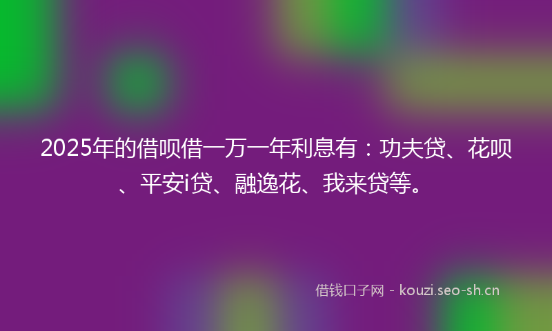 2025年的借呗借一万一年利息有：功夫贷、花呗、平安i贷、融逸花、我来贷等。