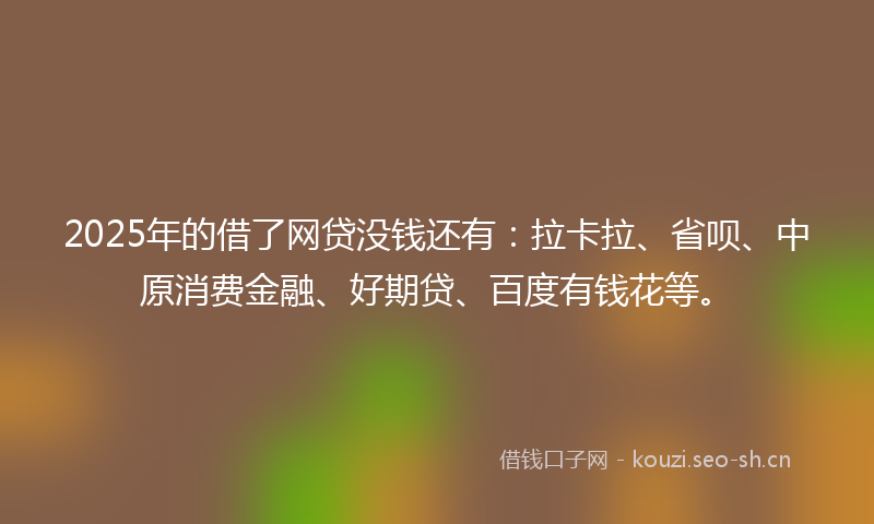 2025年的借了网贷没钱还有：拉卡拉、省呗、中原消费金融、好期贷、百度有钱花等。