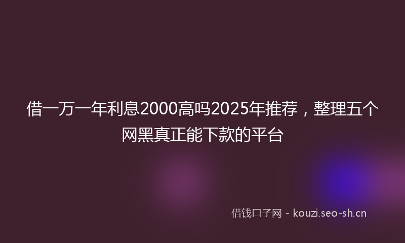 借一万一年利息2000高吗2025年推荐，整理五个网黑真正能下款的平台