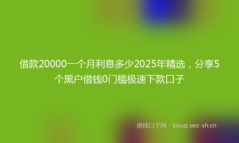 借款20000一个月利息多少2025年精选，分享5个黑户借钱0门槛极速下款口子